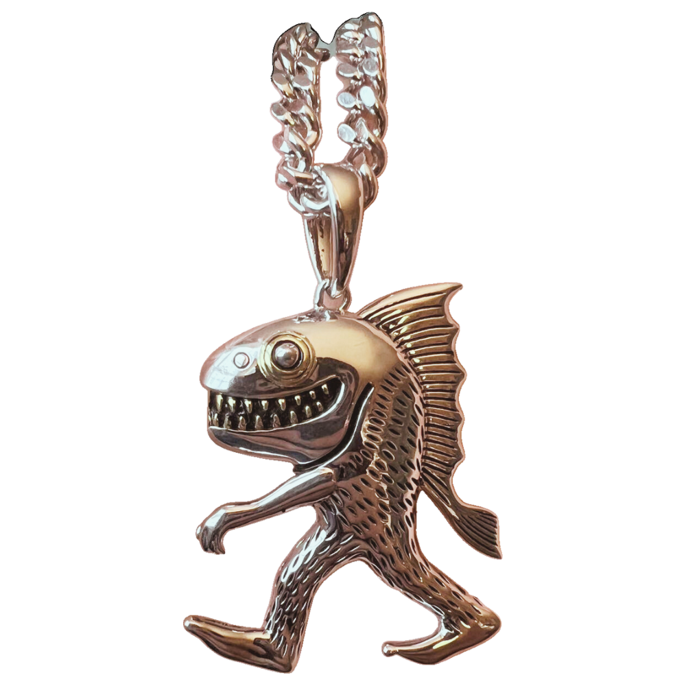 Freddie the Fish Pendant with Cuban Chain